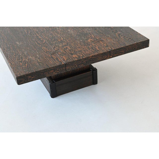 Wood Mid-Century Brutalist Square Coffee Table, France, 1970s For Sale - Image 7 of 18