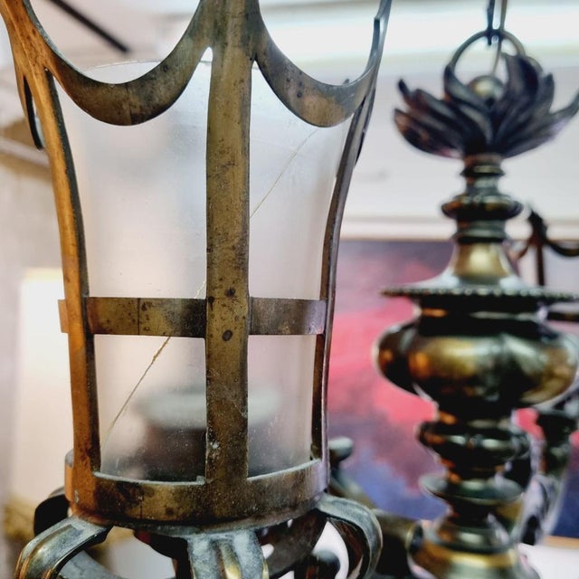 Brown Antique Flemish Bronze Chandelier, 1920s For Sale - Image 8 of 13