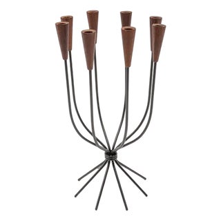 Scandinavian Teak and String Candleholder, 1960s For Sale