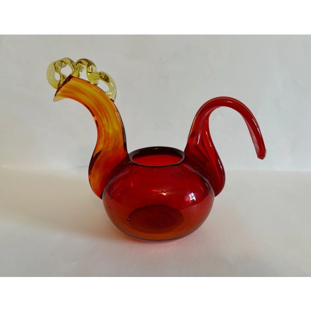 An extraordinary and highly collectible Mid-Century Modern hand-blown glass "Rooster" vase, Blenko Model No. 6145,...