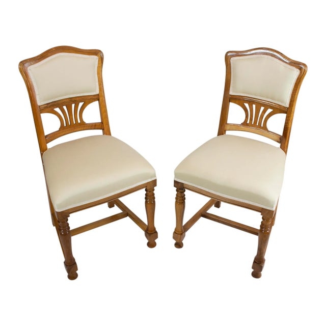Set of Art Nouveau Walnut Dining Chairs For Sale - Image 3 of 6