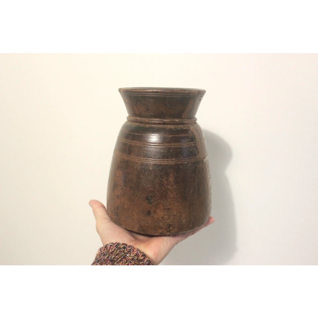 Primitive Wood Vase With Repair For Sale - Image 6 of 11