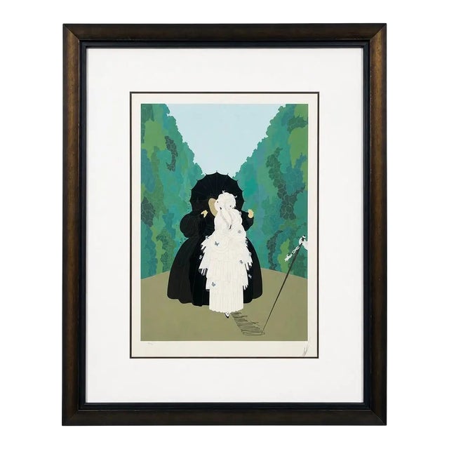 Erte - Romain De Tirtoff Erte 1985 Debutante Silk Screen Serigraph Limited Edition of 300 Signed & Framed 1985 For Sale