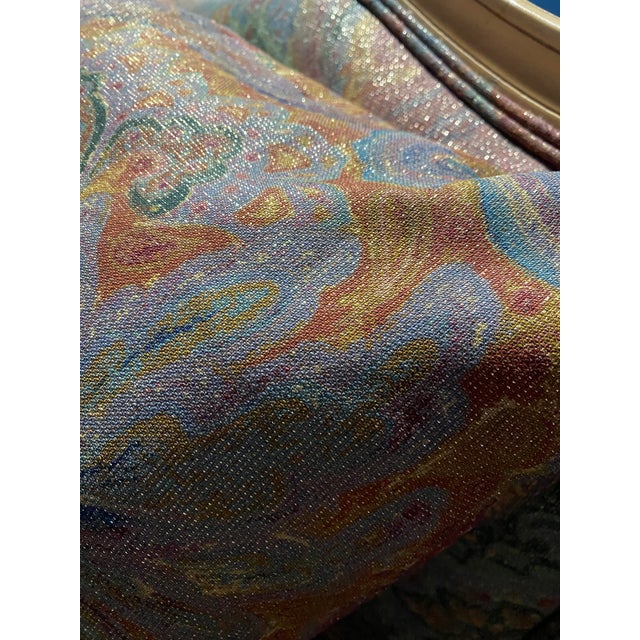 Custom Upholstered Paisley French Country Bergere Chair and Ottoman by Beverley Interiors "Stewart Collection" For Sale - Image 13 of 13