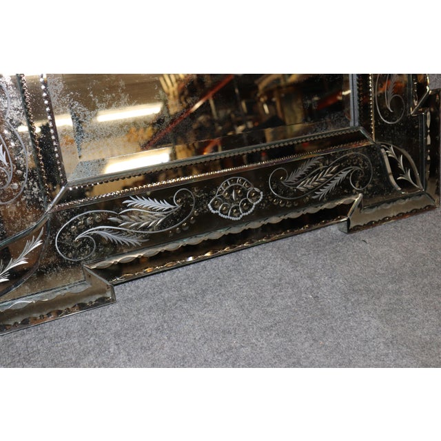 Stunning Italian Venetian Etched Glass Mirror For Sale In Philadelphia - Image 6 of 8