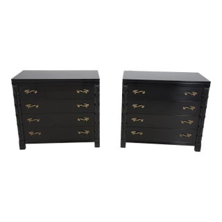 Pair John Stuart Mid Century Modern Black Chests For Sale