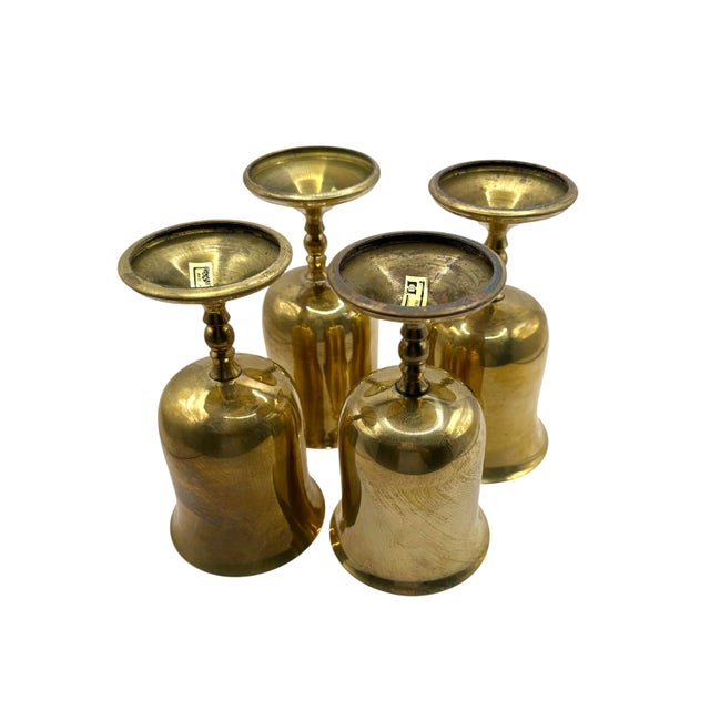 Vintage Mid Century Modern Solid Brass Goblets – Set of 4 For Sale In Birmingham - Image 6 of 12