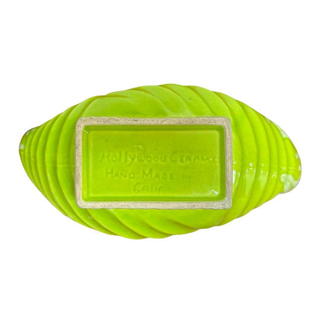 1950s Vintage Hollywood Ceramics California Lime Green Shell Centerpiece Bowl, Mid-Century Modern For Sale - Image 5 of 5