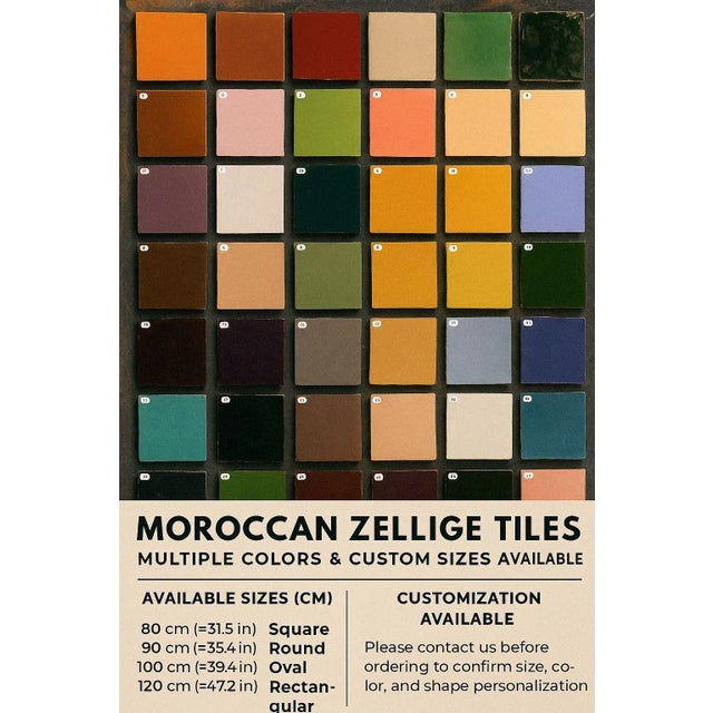 Not Yet Made - Made To Order Traditional Moroccan Round Zellige Mosaic Table – Handmade Tile Art (100 Cm / 39.4”) For Sale - Image 5 of 5