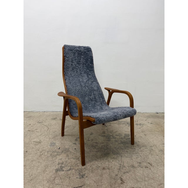Wood Yngve Ekström Lamino Teak Wood Frame Armchair With Sheepskin Fabric for Swedese For Sale - Image 7 of 16