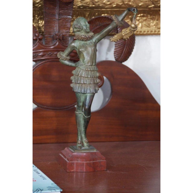 Metal 1930s Art Deco Bronze Harlequin Pierrot and Pierette Sculpture Signed by Famed Artist Pierre Laurel For Sale - Image 7 of 9