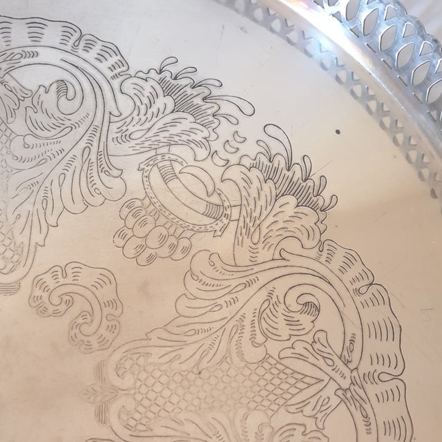 Vintage Silver-Plated Metal Tray, 1960s For Sale - Image 4 of 9