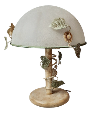 Floral Table Lamp with Glass Shade from Herda, 1980s