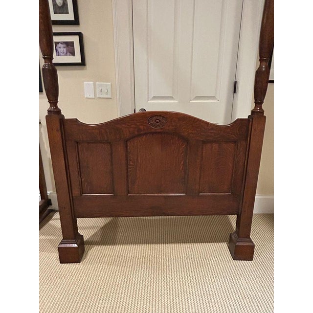 American Antique Carved Four Poster Canopy Bed For Sale - Image 3 of 10