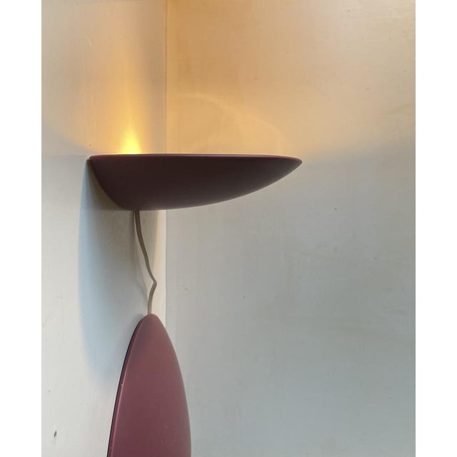 Vintage Danish Ceramic Up-Light Wall Sconces in Plum Magenta Glaze, Set of 2, 1980s, Set of 2 For Sale - Image 4 of 6