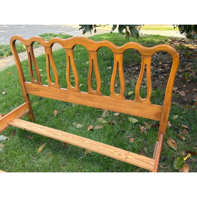 1960s Vintage Full Size French Provincial Solid Wood Bed For Sale - Image 5 of 11