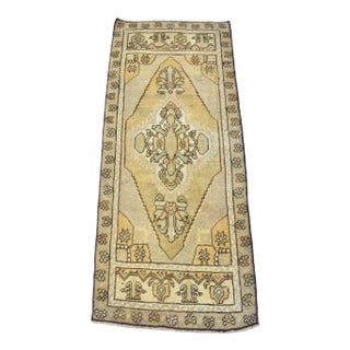 Handmade Oushak Tan Color Door Mat in Wool For Sale