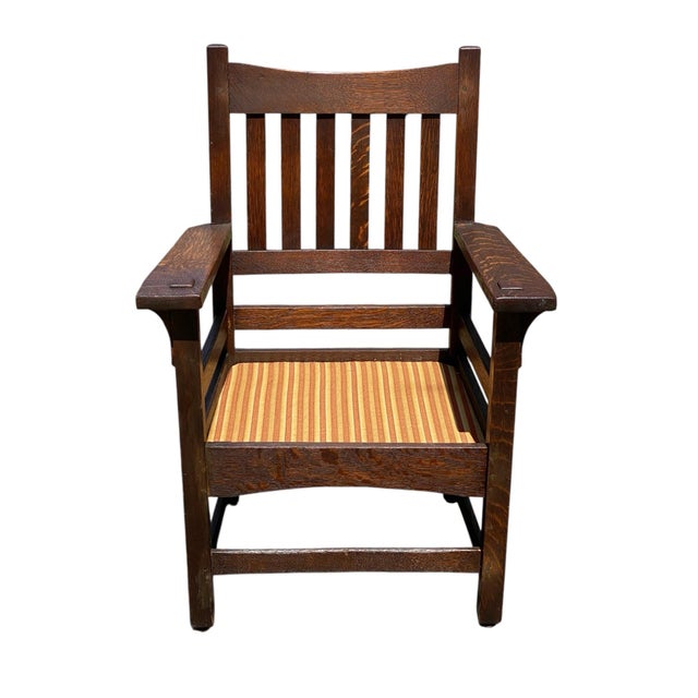 Early 20th Century Antique Arts & Crafts / Mission Oak Armchair For Sale - Image 5 of 9