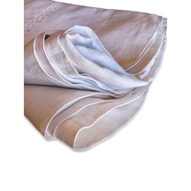 Textile Antique French Fine Linen Sheet, Rare Handworked Floral Ladderwork Openwork, Circa 1900 For Sale - Image 7 of 9