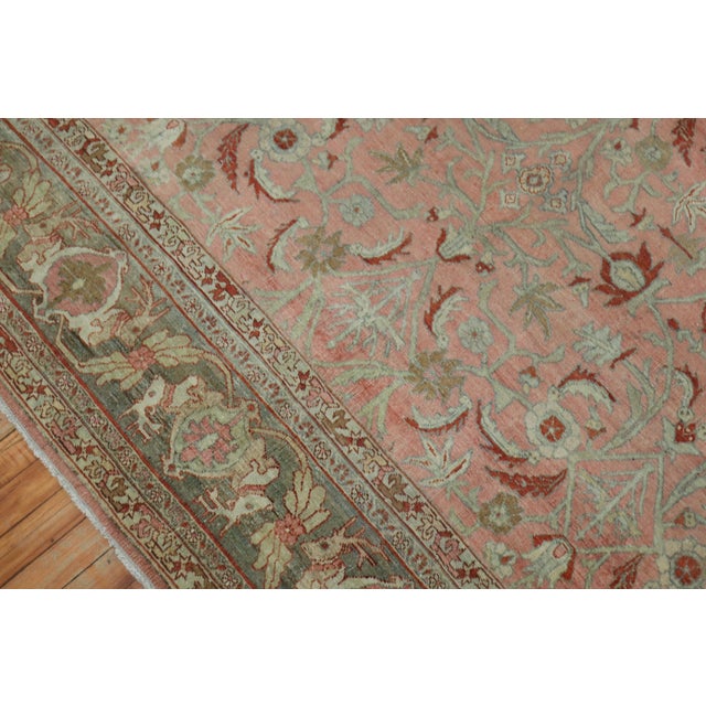 Persian Deer Head Pink Antique Persian Bidjar Pictorial Room Size Rug For Sale - Image 3 of 18