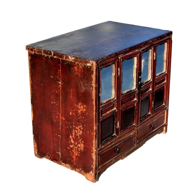 Chinese Antique Mirrored Vanity Kang Chest For Sale - Image 3 of 12