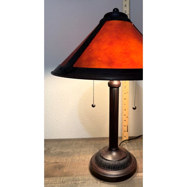 1990s Vintage Mica Series Tensor Bronze Tone Double Socket Table Lamp For Sale - Image 5 of 5