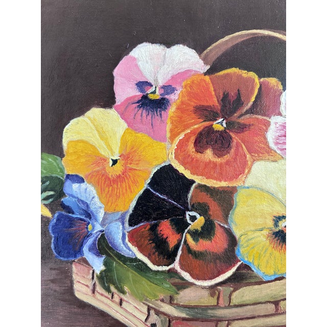 Vintage Original Flower Oil Painting, Framed Floral Still Life Art For Sale - Image 6 of 8