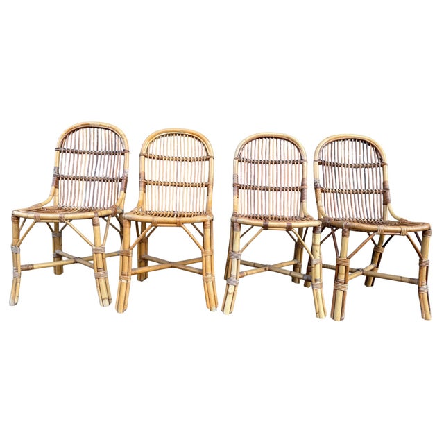 Vintage Rattan Chairs, 1960s, Set of 4 For Sale - Image 3 of 11