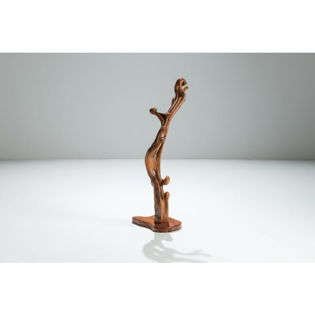 Handmade Mid-Century Floor Sculpture in Burl Wood, 1970s For Sale - Image 4 of 13