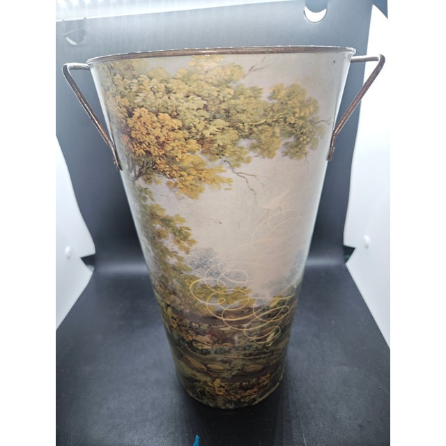 1980s Ibride's Surrealist Animal Nobility Series Home Decor, Metal Pail Vase For Sale - Image 5 of 7