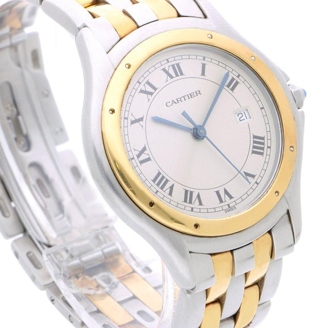 1990s Cartier Panthère Cougar 187904 33mm Two-Tone 18k Circa 1990 Watch For Sale - Image 5 of 14