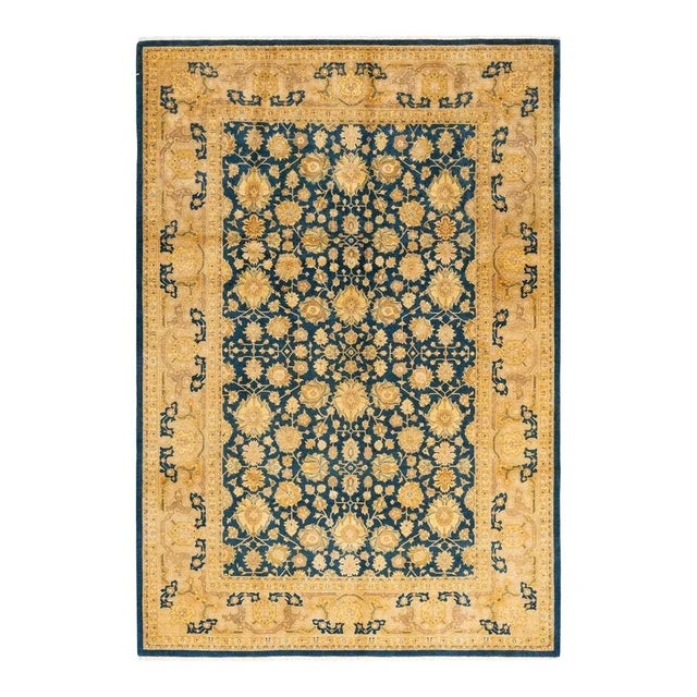 Blue Mogul, One-of-a-Kind Hand-Knotted Area Rug in Blue, 6' 3" x 9' 3" For Sale - Image 8 of 8