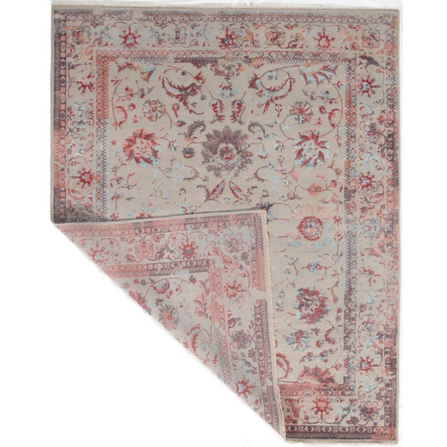 Modern Pasargad Wool and Silk Hand-Knotted Tan Modern Rug 8' X 10' For Sale - Image 3 of 5