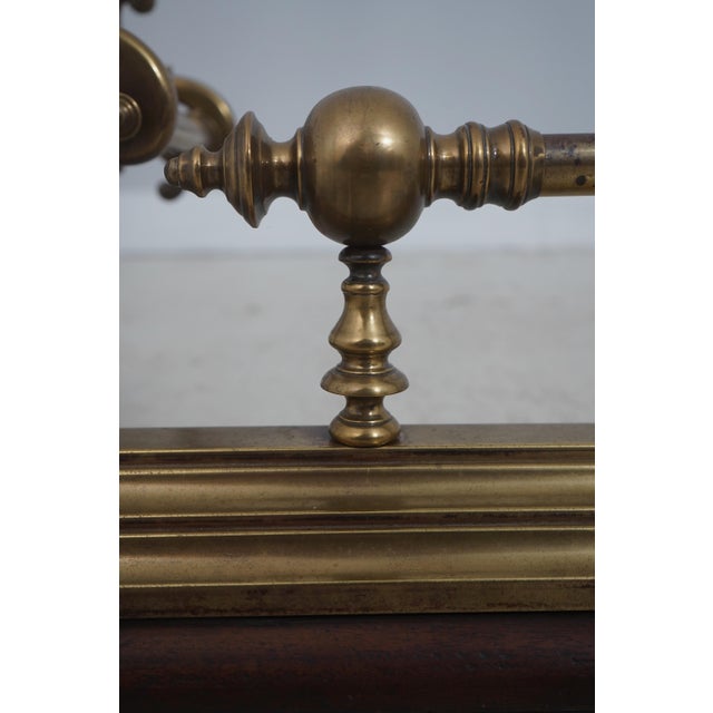 Antique English Brass Fireplace Fender on Wood Base For Sale - Image 10 of 13