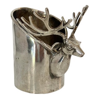 Stag / Deer Head Silverplate Wine Bottle Holder For Sale