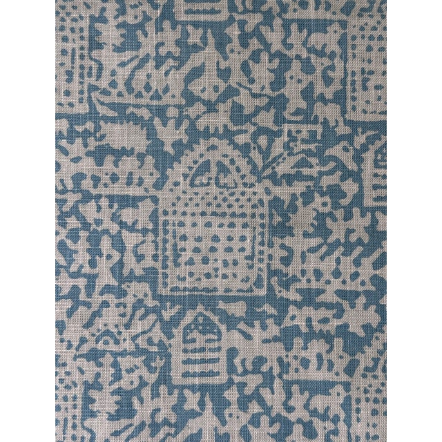 2020s 11 Yards Linen Fabric by Amy Karyn Block Print | Pradesh Turquoise For Sale - Image 5 of 7