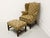 Chippendale Southwood Mahogany Frame Chippendale Pineapple Fabric Wing Back Chair W/ Ottoman For Sale - Image 3 of 15