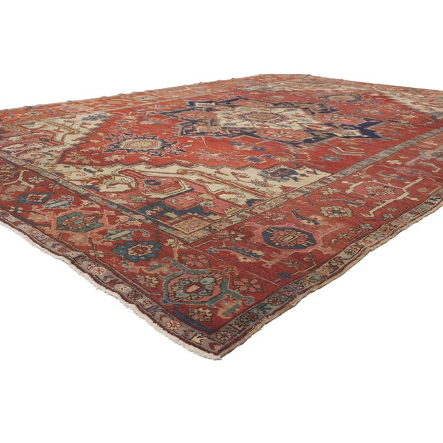 79925 Antique Persian Serapi Rug, 09'08 x 13'02. The Gilded Dynasty: A Late 19th Century Persian Serapi Masterpiece of...