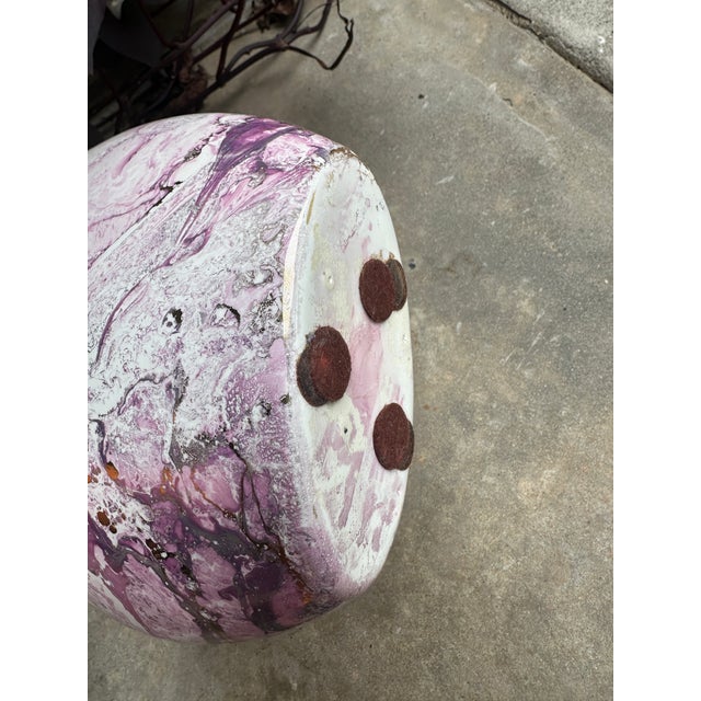 Abstract Vintage Sascha Brastoff Abstract Pink & Gold Drip Glaze Studio Pottery Vase - Hollywood Series For Sale - Image 3 of 7