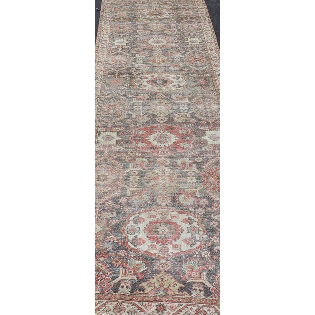 Textile Antique Persian Sultanabad Gallery With Floral Design in Lt. Blue, Gray & Red For Sale - Image 7 of 13
