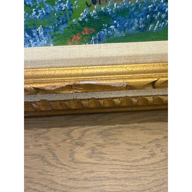 Textile Vintage 1974 Texas Bluebonnet Landscape Original Painting by l.b. Mackrell, Framed For Sale - Image 7 of 12