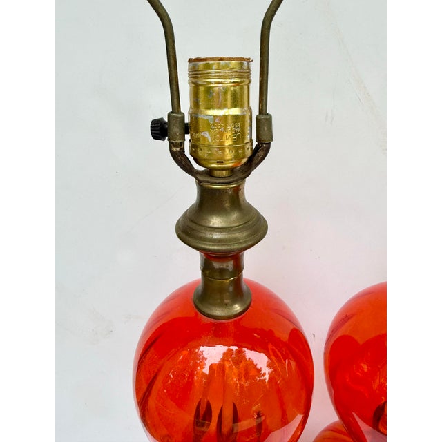 Mid 20th Century Vintage Stacked Glass Balls Table Lamps on Marble Base - a Pair For Sale - Image 5 of 12