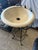 Cream Artisan Chiseled Travertine Stone Vessel Sink on Hand-Forged Wrought Iron Pedestal For Sale - Image 8 of 9