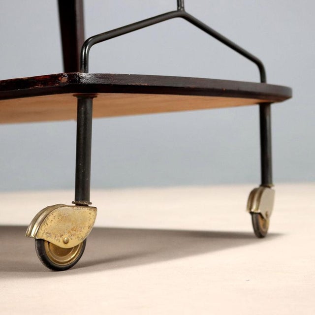 Wood Vintage Bar Cart in Teak, 1960s For Sale - Image 7 of 9