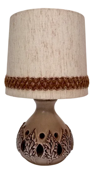 Ceramic Table Lamp with Leaf Decor from Hustadt- Leuchten, West-Germany, 1960s