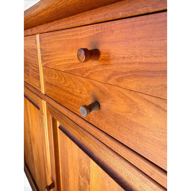 Mid-Century Danish Solid Teak Sideboard Credenza Attributed to Nissen & Gehl For Sale - Image 11 of 17