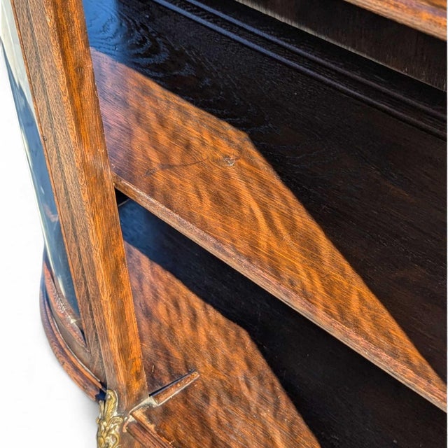Chestnut Edwardian Curved Glass Demi-Lune Display Cabinet, 20th Century For Sale - Image 8 of 16