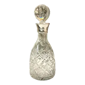 Early 20th Century Cut Crystal Decanter With Sterling Silver Collar