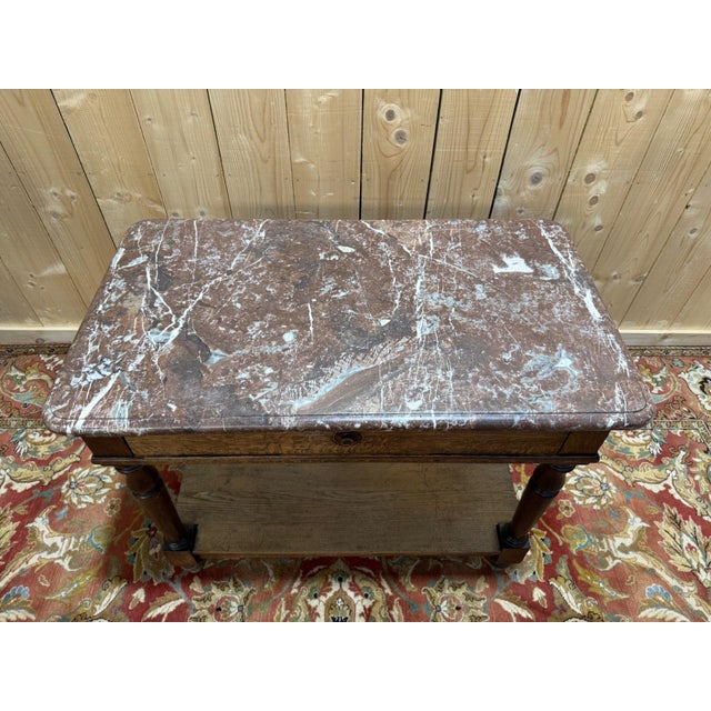 Napoleon III Console Table in Oak and Marble For Sale - Image 3 of 8
