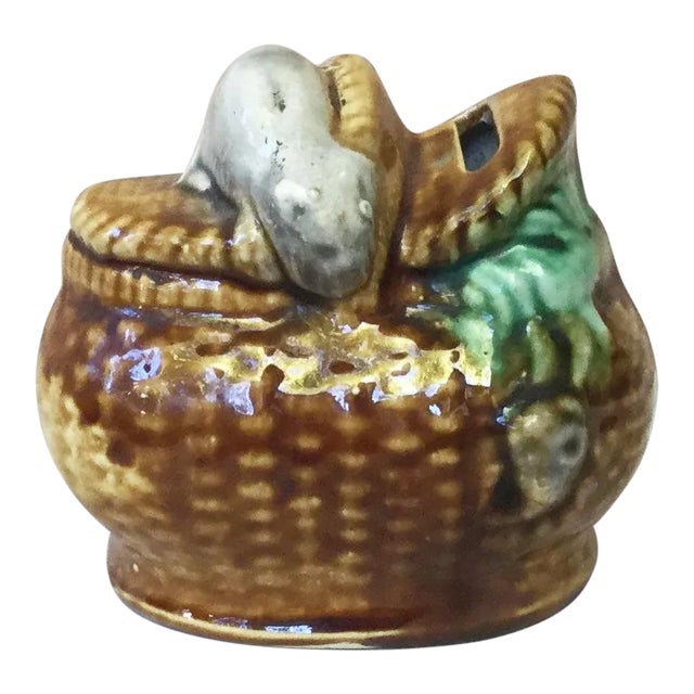 Early 20th Century Antique Majolica Money Bank For Sale